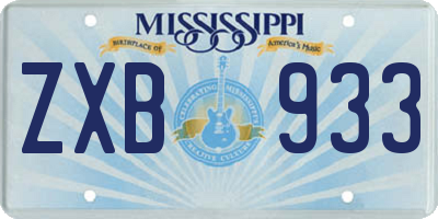 MS license plate ZXB933
