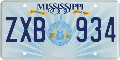 MS license plate ZXB934