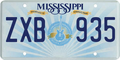MS license plate ZXB935