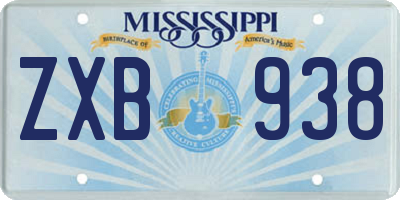 MS license plate ZXB938