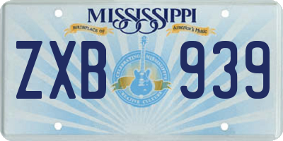 MS license plate ZXB939