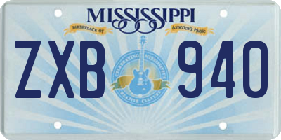 MS license plate ZXB940