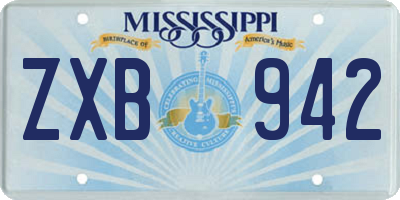 MS license plate ZXB942