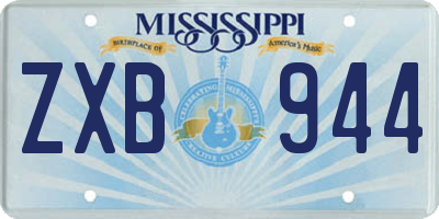 MS license plate ZXB944
