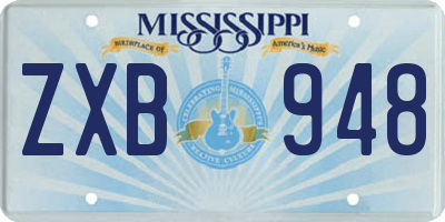 MS license plate ZXB948