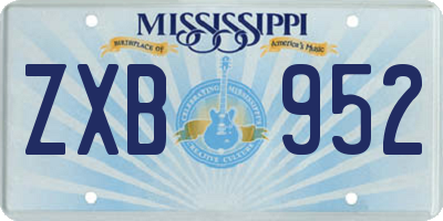 MS license plate ZXB952