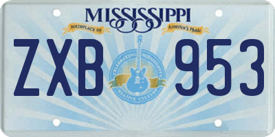 MS license plate ZXB953