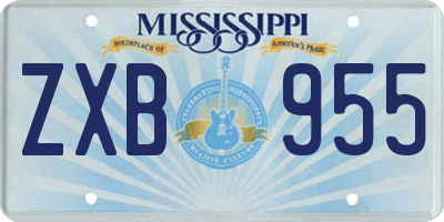 MS license plate ZXB955