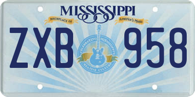 MS license plate ZXB958