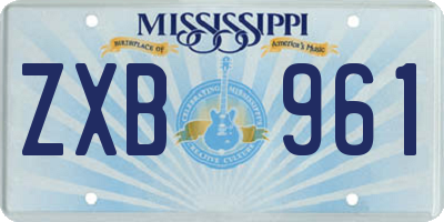 MS license plate ZXB961