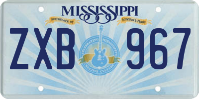 MS license plate ZXB967