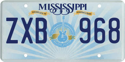 MS license plate ZXB968