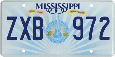 MS license plate ZXB972