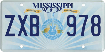 MS license plate ZXB978