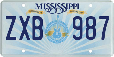 MS license plate ZXB987