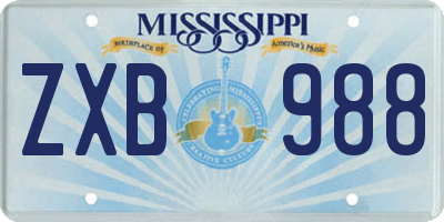 MS license plate ZXB988