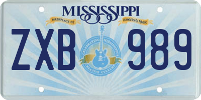 MS license plate ZXB989