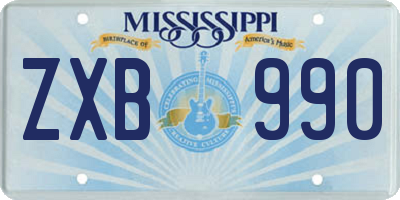MS license plate ZXB990