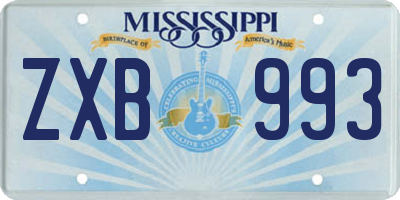 MS license plate ZXB993