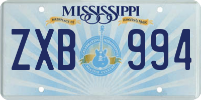 MS license plate ZXB994