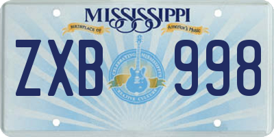 MS license plate ZXB998