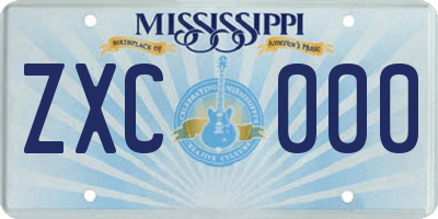 MS license plate ZXC000