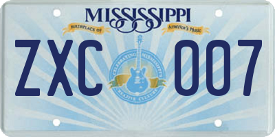 MS license plate ZXC007