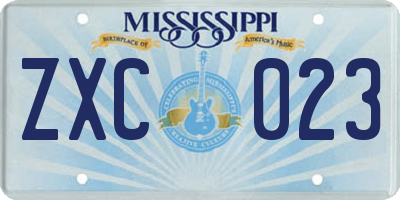 MS license plate ZXC023
