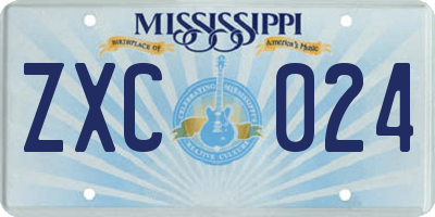 MS license plate ZXC024
