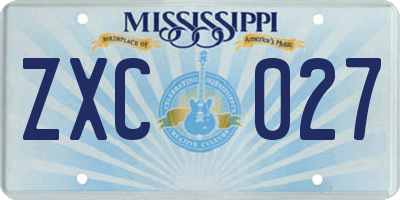 MS license plate ZXC027