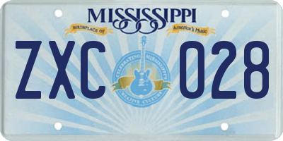 MS license plate ZXC028