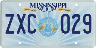 MS license plate ZXC029