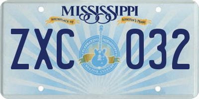 MS license plate ZXC032