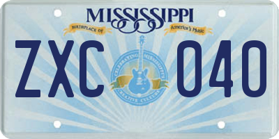 MS license plate ZXC040