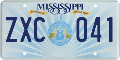 MS license plate ZXC041