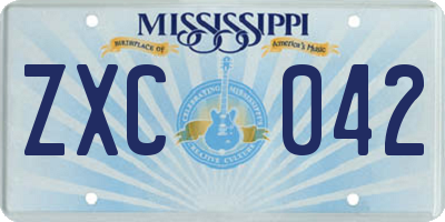 MS license plate ZXC042