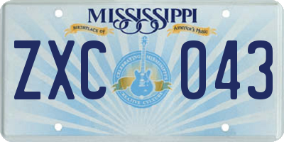 MS license plate ZXC043