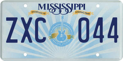 MS license plate ZXC044