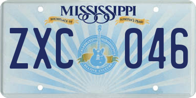 MS license plate ZXC046