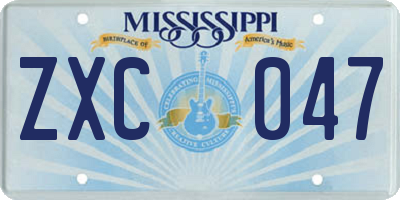 MS license plate ZXC047