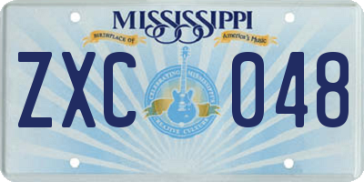 MS license plate ZXC048
