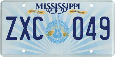 MS license plate ZXC049