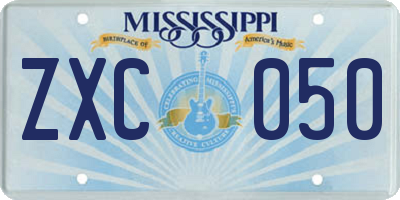 MS license plate ZXC050
