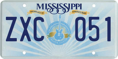 MS license plate ZXC051