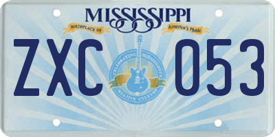 MS license plate ZXC053