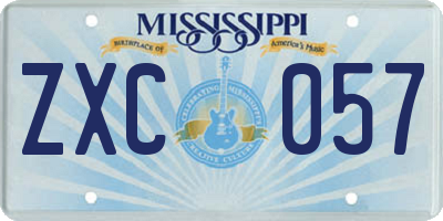 MS license plate ZXC057