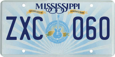 MS license plate ZXC060
