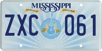 MS license plate ZXC061
