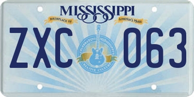 MS license plate ZXC063