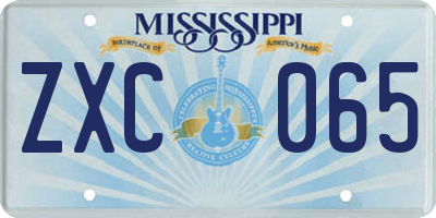 MS license plate ZXC065